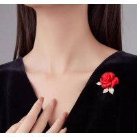 XSB283 - Fashionable Red Rose Brooch